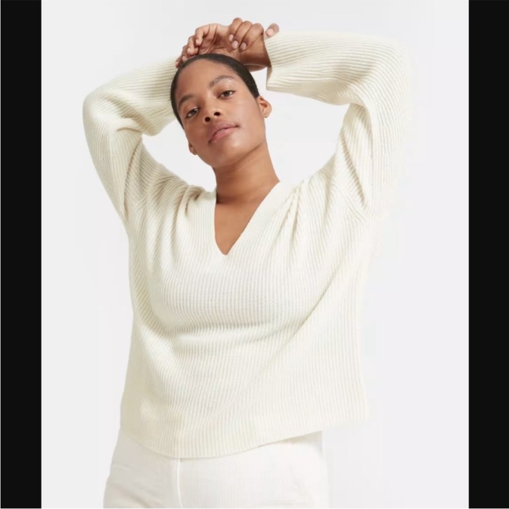 Everlane The Cashmere Rib V-Neck Sweater